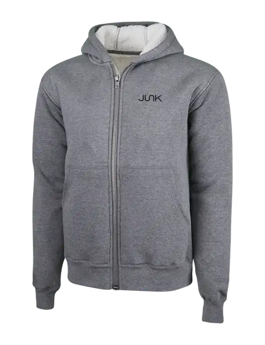 Cornerstone Grey Heather Heavyweight Sherpa Lined Hooded Fleece Jacket w/Junk Logo