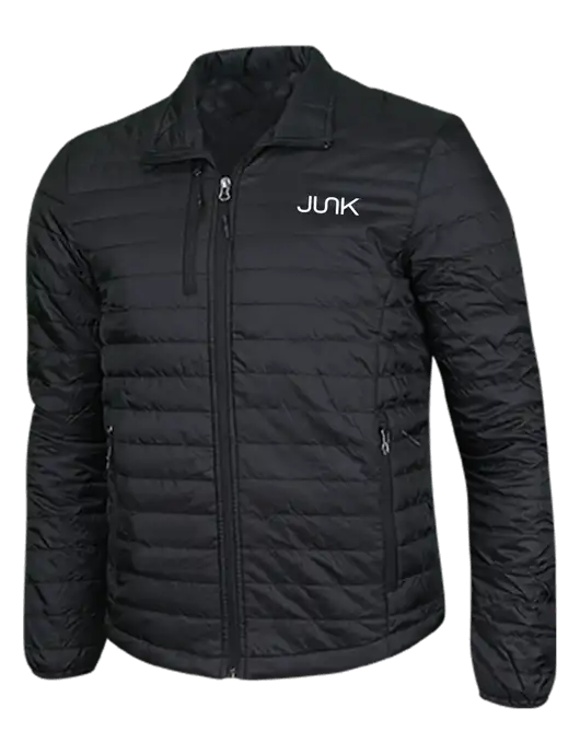 Deep Black Puffy Packable Jacket w/Junk Logo