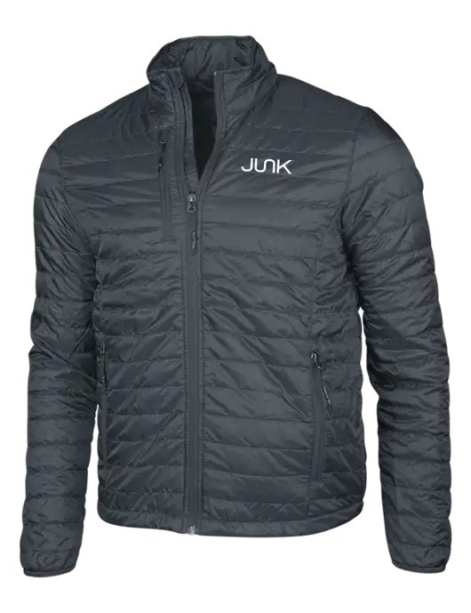 Dark Grey Puffy Packable Jacket w/Junk Logo