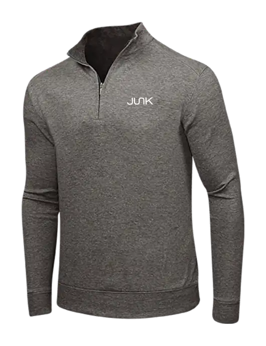 Charcoal Heather/Medium Heather Grey Interlock 1/4 Zip w/Junk Logo