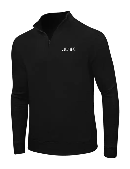 Deep Black/Charcoal Heather Interlock 1/4 Zip w/Junk Logo