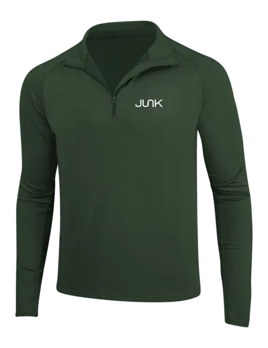 Dark Green Sport Wick Stretch 1/4 Zip Pullover w/Junk Logo