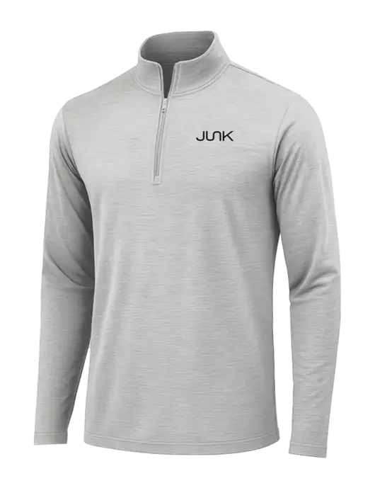 Light Grey Heather Posicharge Tri-Blend Wicking 1/4 Zip Pullover w/Junk Logo
