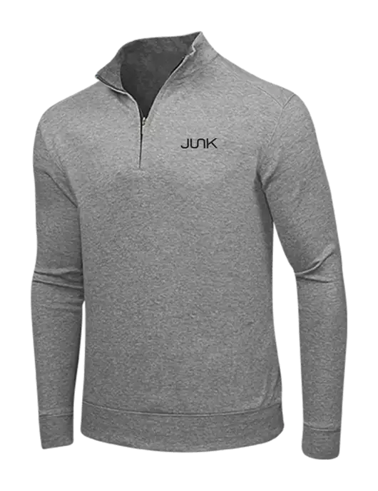 Medium Heather Grey/Charcoal Heather Interlock 1/4 Zip w/Junk Logo