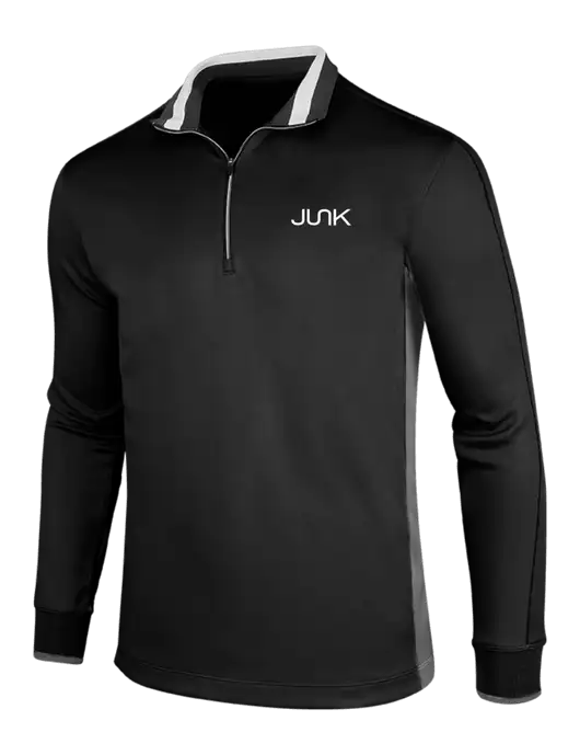 NIKE Black/Dark Grey/White Dry-Fit 1/2 Zip Cover-Up w/Junk Logo