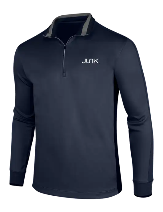 NIKE Midnight Navy Heather/Midnight Navy Dry-Fit 1/2 Zip Cover-Up w/Junk Logo