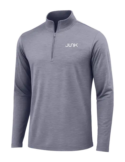 True Navy Heather Posicharge Tri-Blend Wicking 1/4 Zip Pullover w/Junk Logo