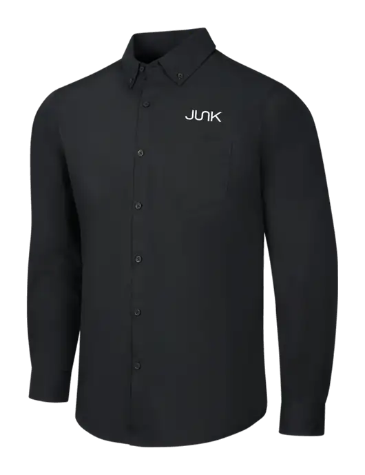 Black Long Sleeve Carefree Poplin Shirt w/Junk Logo