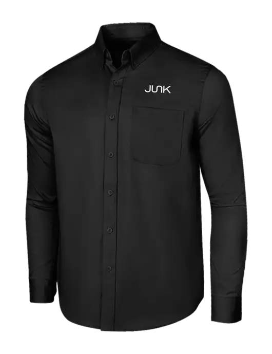 Long Sleeve Deep Black Superpro React Twill Shirt w/Junk Logo