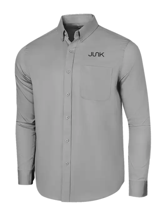 Long Sleeve Light Grey Superpro React Twill Shirt w/Junk Logo