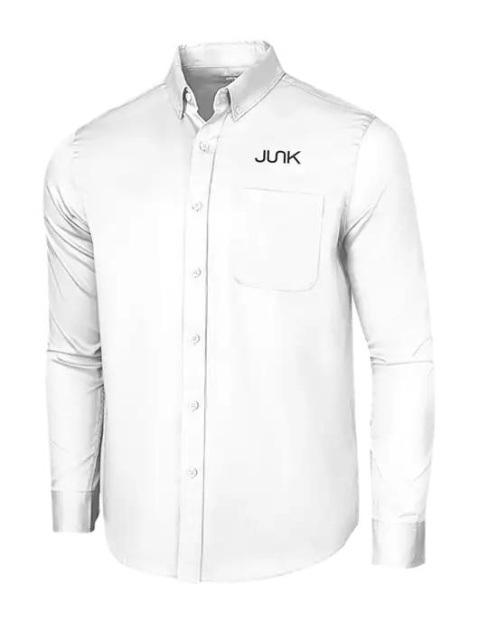 Long Sleeve White Superpro React Twill Shirt w/Junk Logo
