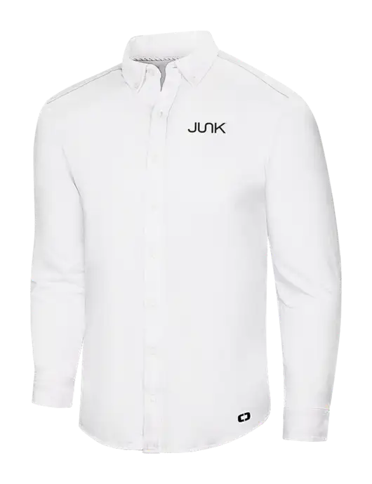 OGIO Bright White Modern Code Stretch Button-Up Shirt w/Junk Logo