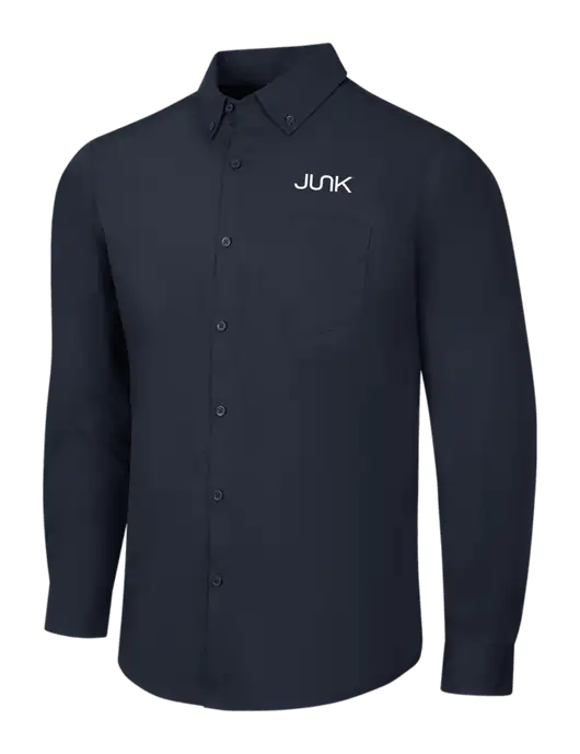 Navy Long Sleeve Carefree Poplin Shirt w/Junk Logo