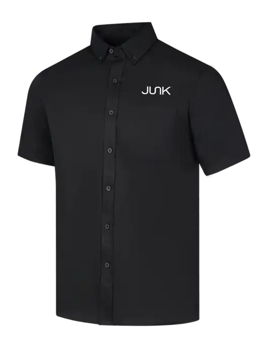 Short Sleeve Deep Black Superpro React Twill Shirt w/Junk Logo