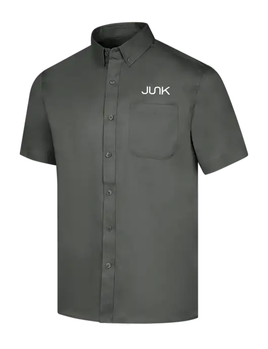 Short Sleeve Dark Grey Superpro React Twill Shirt w/Junk Logo