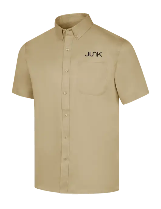 Short Sleeve Dark Tan Superpro React Twill Shirt w/Junk Logo