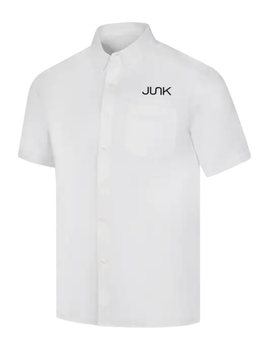 Short Sleeve White Superpro React Twill Shirt w/Junk Logo