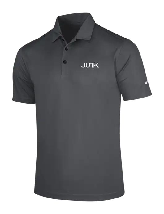 NIKE Dark Grey Dri-Fit Vertical Mesh Polo w/Junk Logo