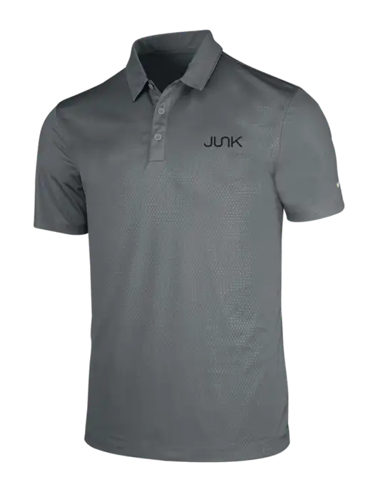 NIKE Medium Grey Dri-Fit Embossed Tri-Blade Polo w/Junk Logo