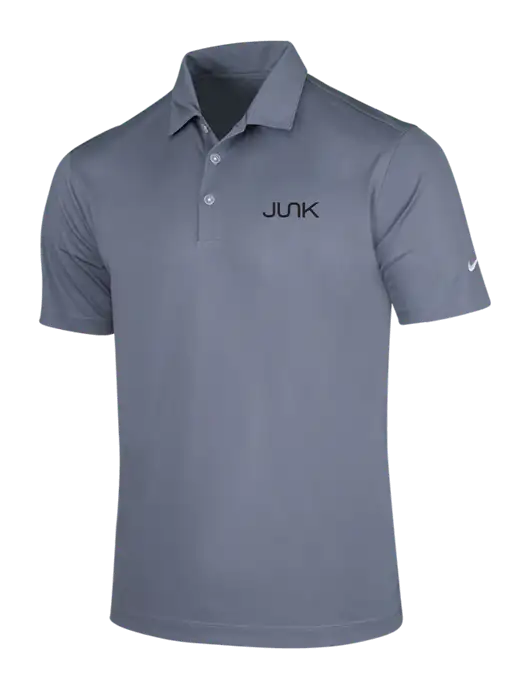 NIKE Medium Grey Dri-Fit Vertical Mesh Polo w/Junk Logo