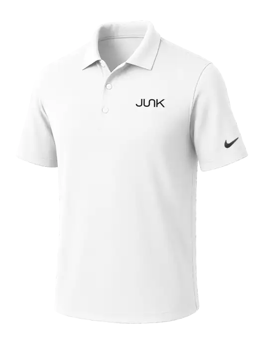 NIKE White Dri-Fit Micro Pique Polo w/Junk Logo