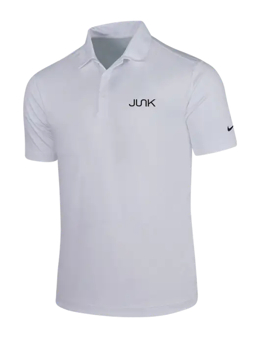 NIKE White Dri-Fit Vertical Mesh Polo w/Junk Logo