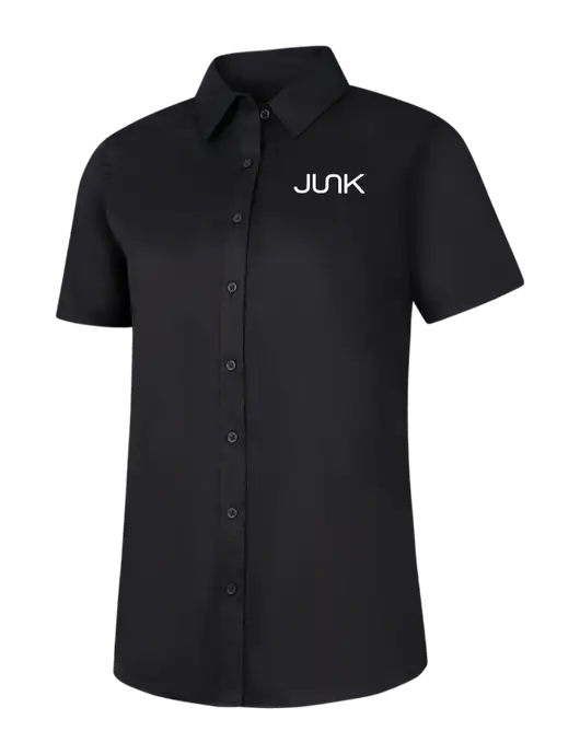 Womens Black Short Sleeve Superpro React Twill Shirt w/Junk Logo