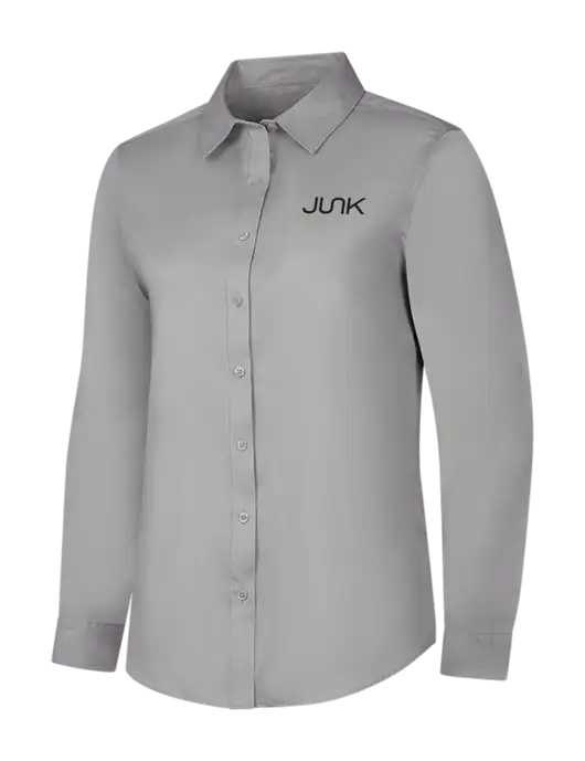 Light Grey Womens Long Sleeve Superpro React Twill Shirt w/Junk Logo