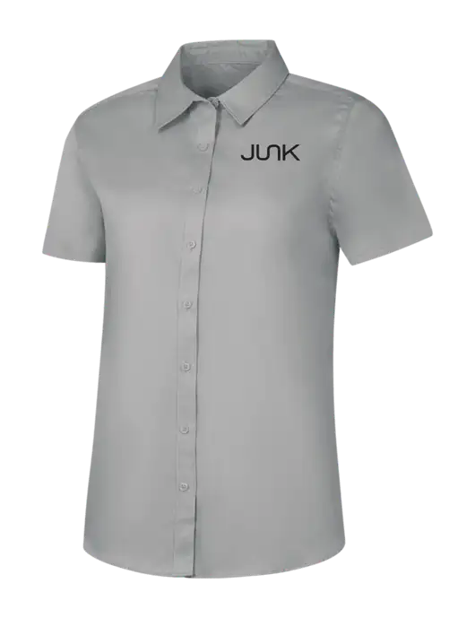 Womens Light Grey Short Sleeve Superpro React Twill Shirt w/Junk Logo