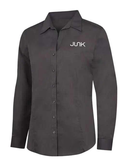 Womens Soft Black Crosshatch Easy Care Shirt w/Junk Logo
