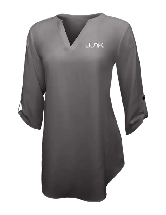 Dark Grey Womens 3/4 Sleeve Tunic Blouse w/Junk Logo