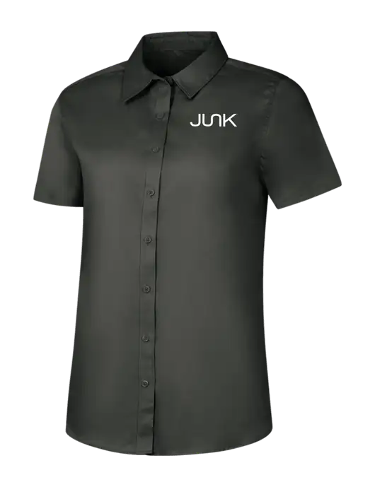 Womens Dark Grey Short Sleeve Superpro React Twill Shirt w/Junk Logo