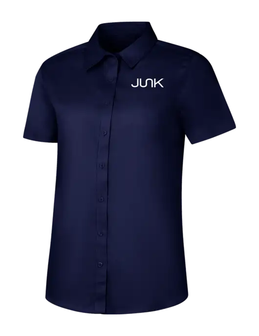 Womens Navy Short Sleeve Superpro React Twill Shirt w/Junk Logo