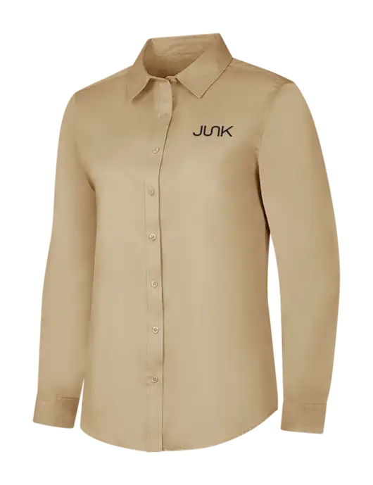Dark Tan Womens Long Sleeve Superpro React Twill Shirt w/Junk Logo