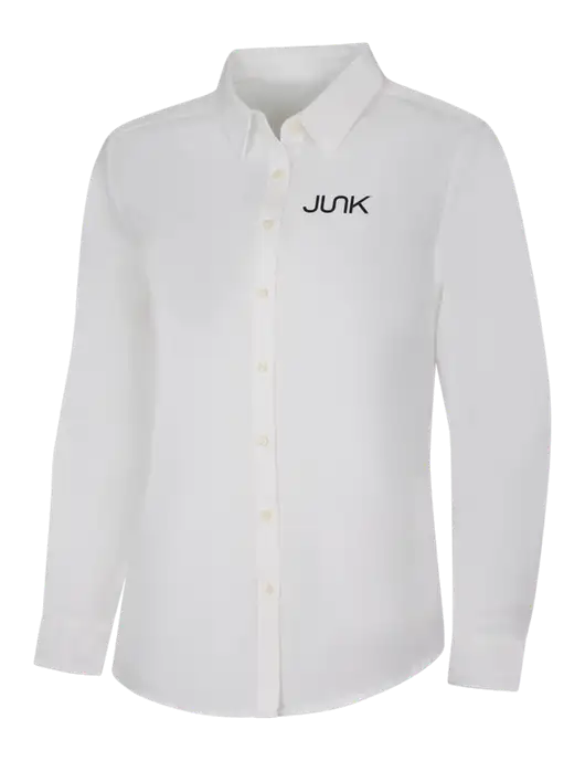 Womens White Long Sleeve Superpro React Twill Shirt w/Junk Logo