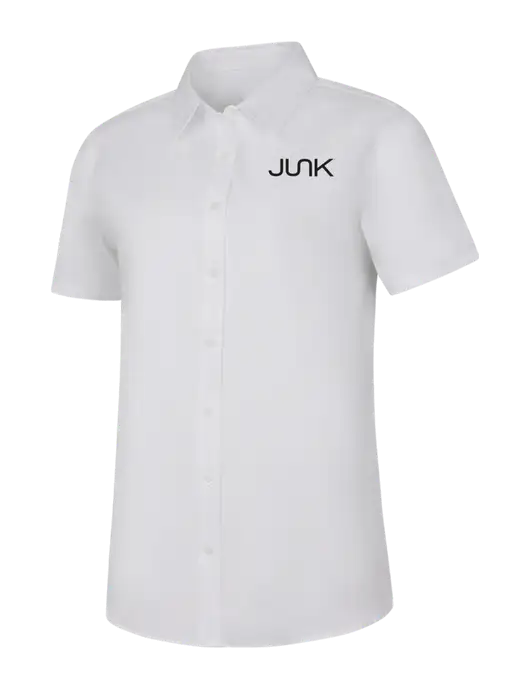 Womens White Short Sleeve Superpro React Twill Shirt w/Junk Logo