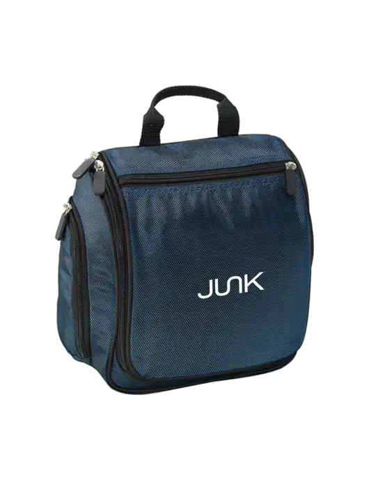 Hanging Dark Steel Blue Toiletry Kit w/Junk Logo
